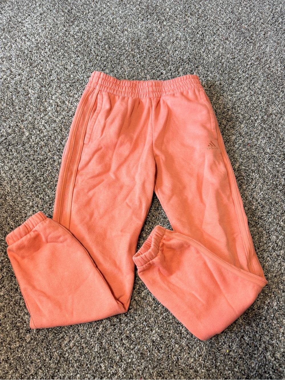 adidas Coral Pink Kids Sweatpants with Elastic Waist